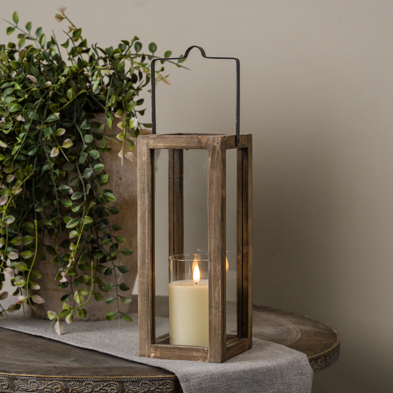 Mabel Wooden Lantern, Feathered Farmhouse