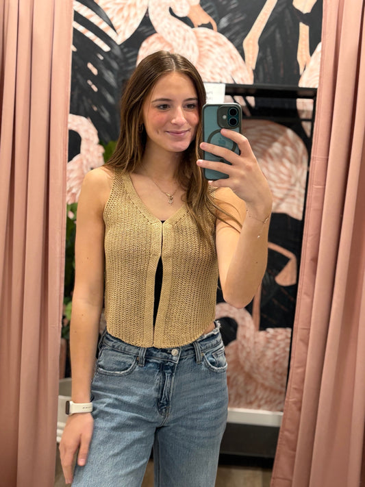 Taupe Maisie Crochet Boho Crop Top