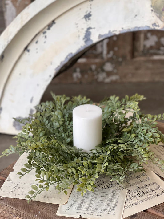 Parterre Leaves Candle Ring, Feathered Farmhouse