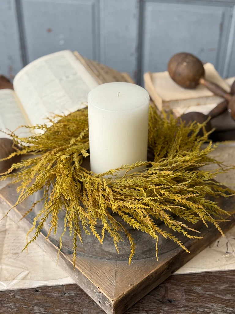 Goldenrod Fields Candle Ring, Feathered Farmhouse