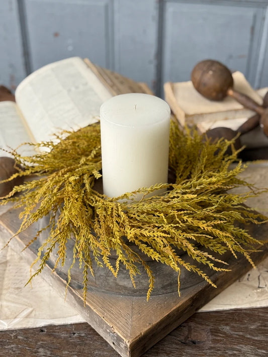 Goldenrod Fields Candle Ring, Feathered Farmhouse
