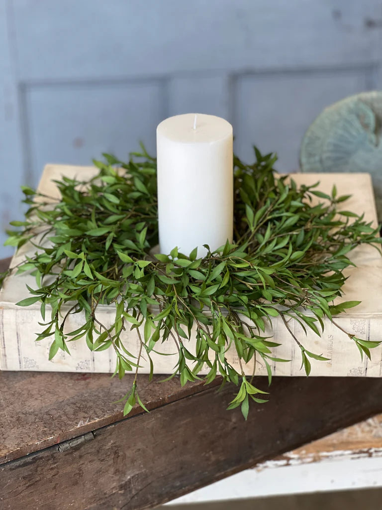 Sundial Leaves Candle Ring, Feathered Farmhouse