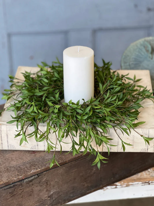 Sundial Leaves Candle Ring, Feathered Farmhouse