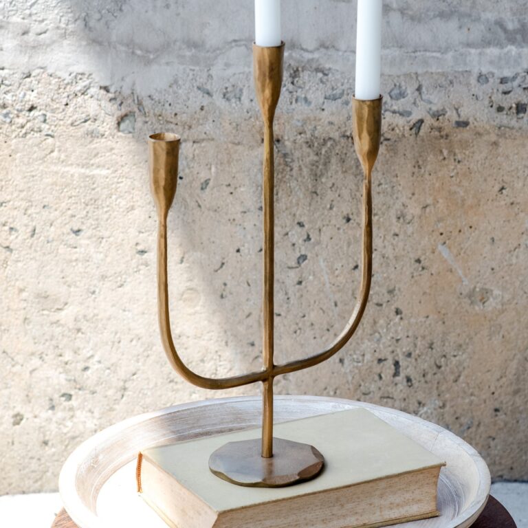 Gold Candelabra, Feathered Farmhouse