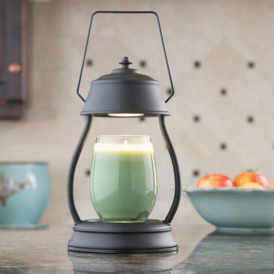 Black Hurricane Lamp, Feathered Farmhouse