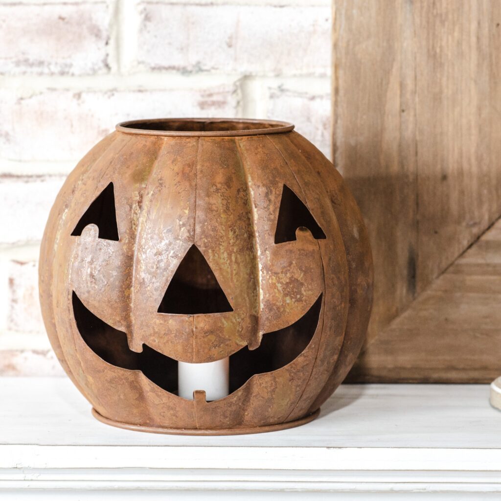 Rustic Jack O'Lantern Candle Holder, The Feathered Farmhouse