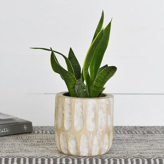 Carved Wood Pot, The Feathered Farmhouse