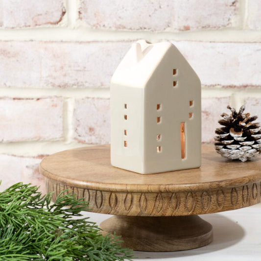 Tall Beige Ceramic House, The Feathered Farmhouse