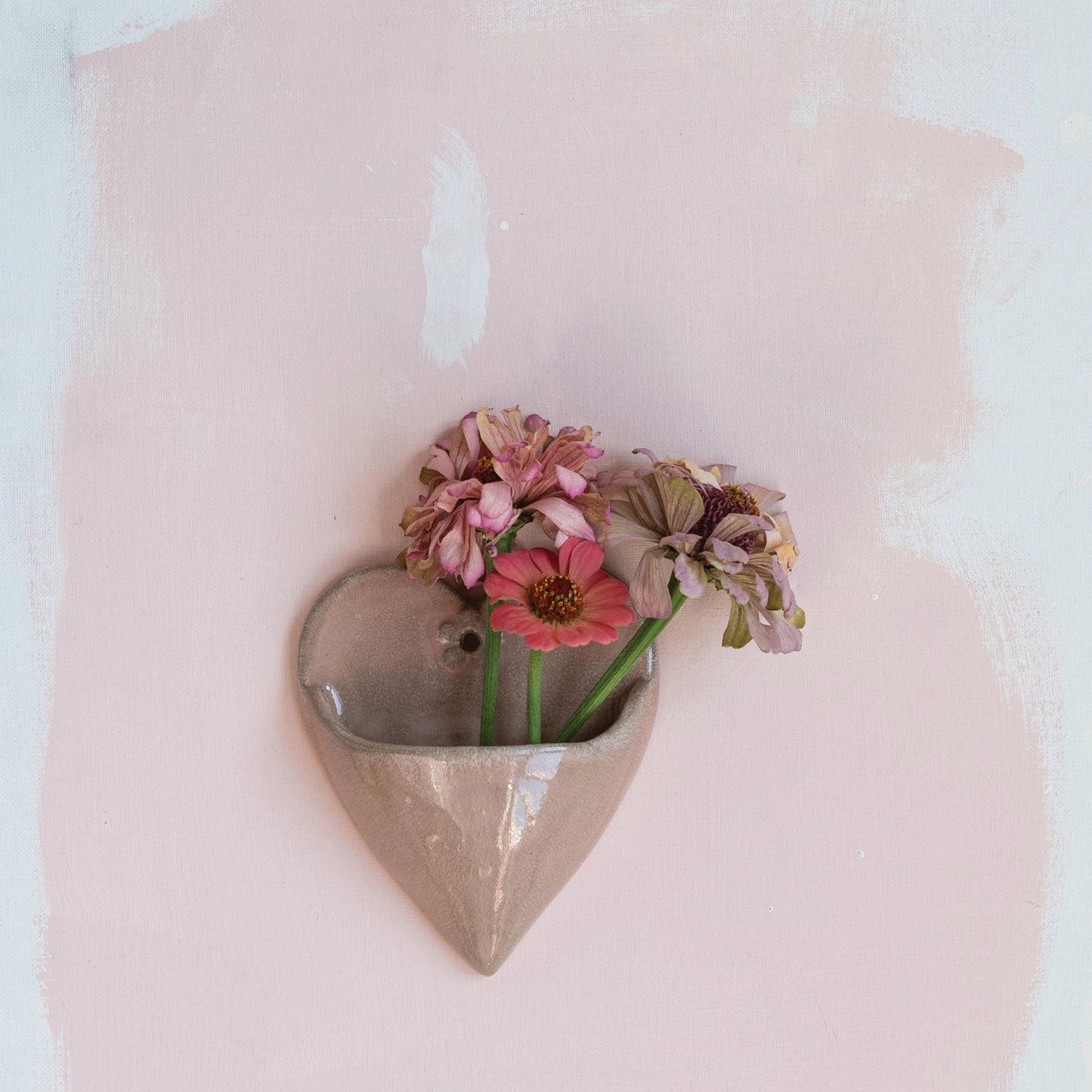 Stoneware Heart Shaped Wall Planter, Feathered Farmhouse