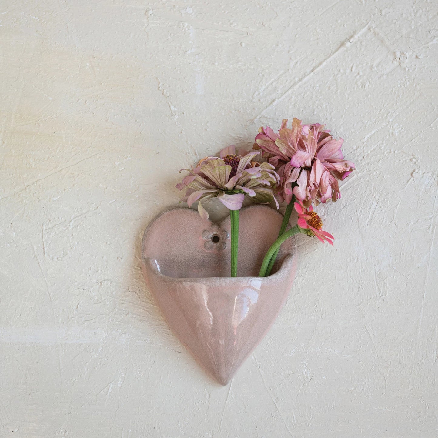 Stoneware Heart Shaped Wall Planter, Feathered Farmhouse