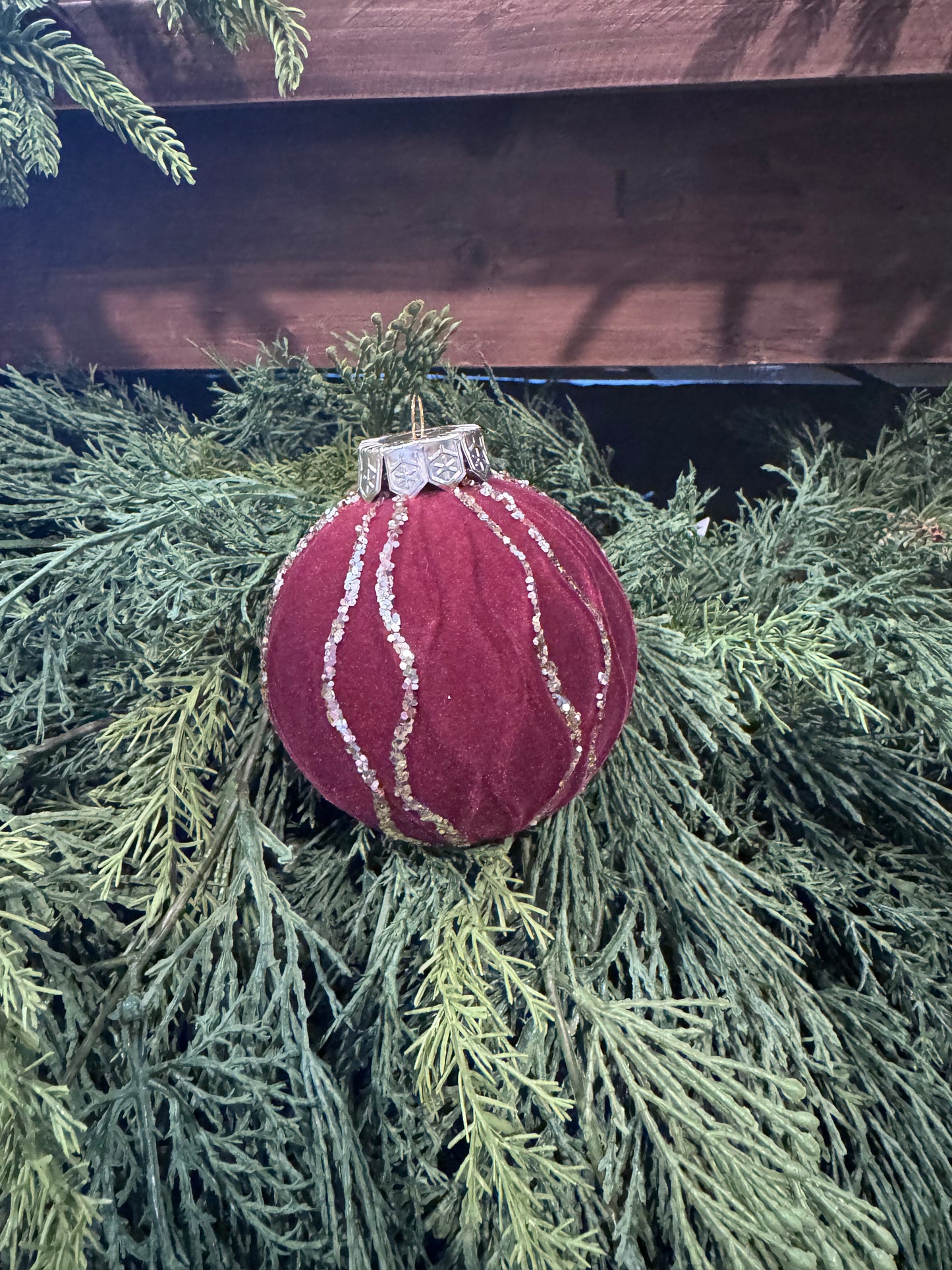 Burgundy Flocked Ornament