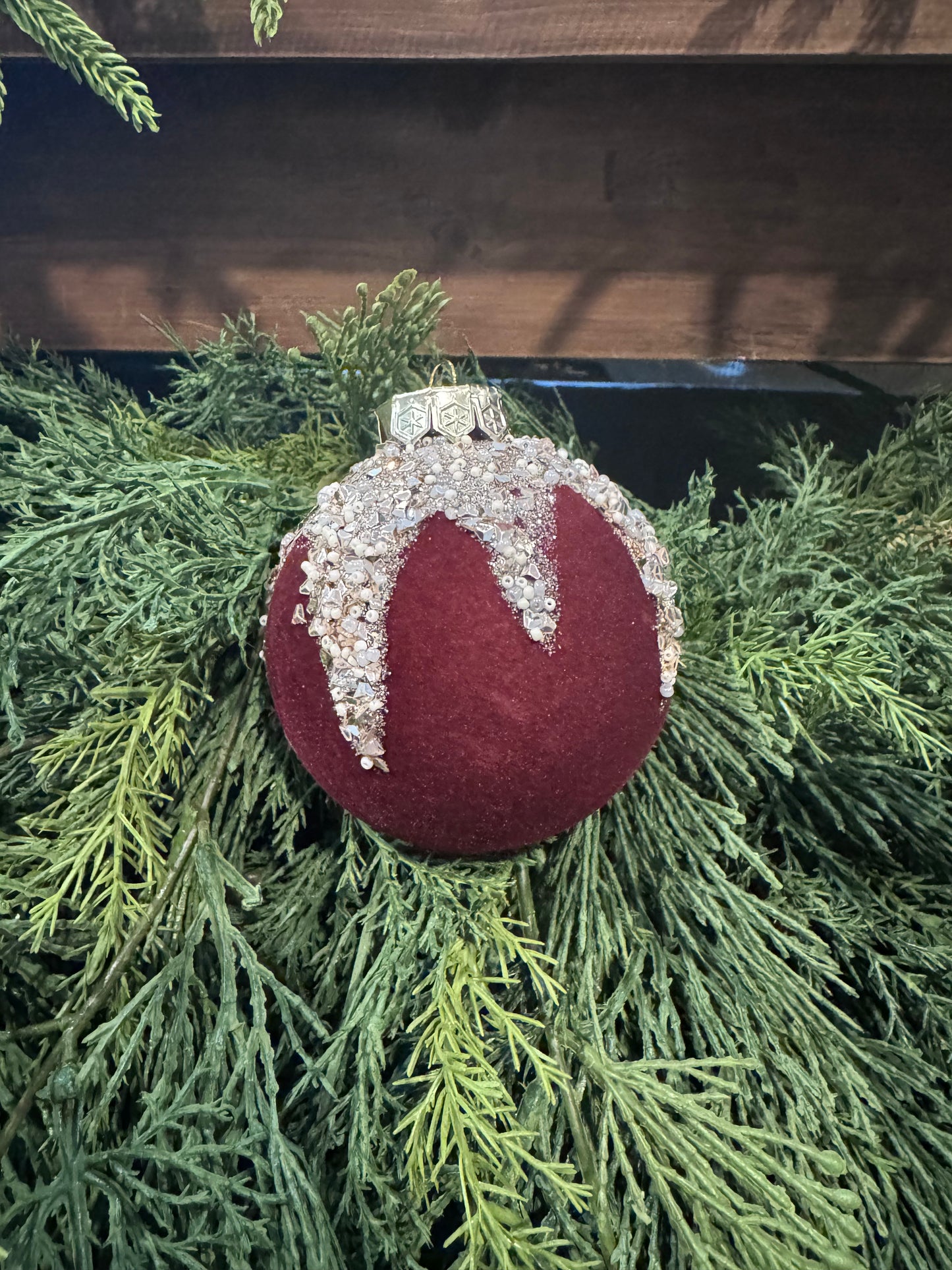 Burgundy Flocked Ornament