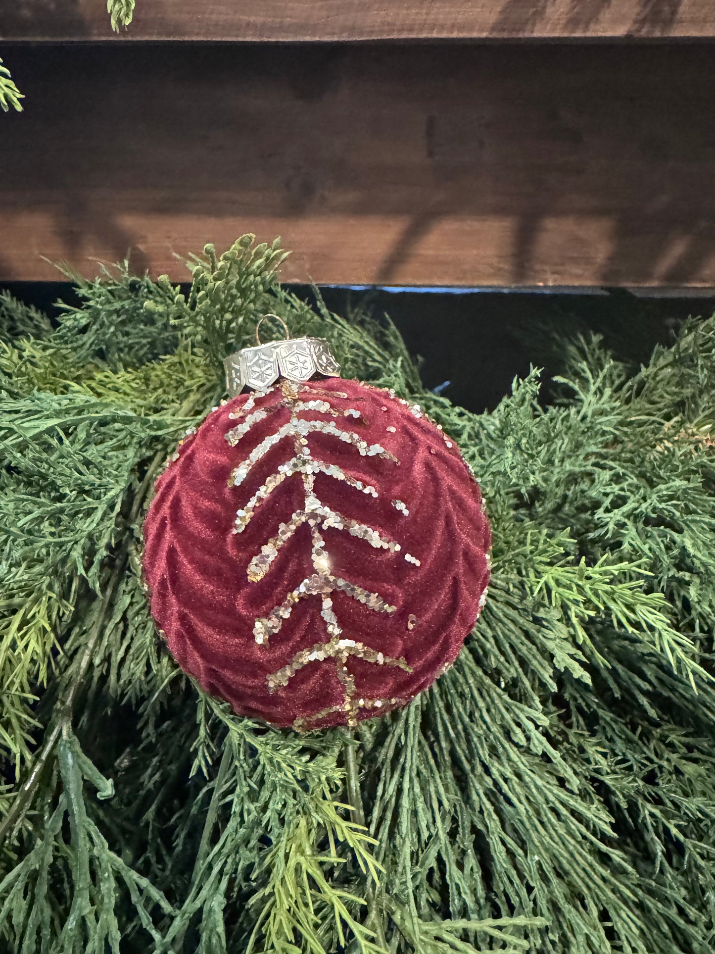 Burgundy Flocked Ornament