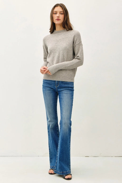 High Neck Oversized Sweater, Feathered Farmhouse