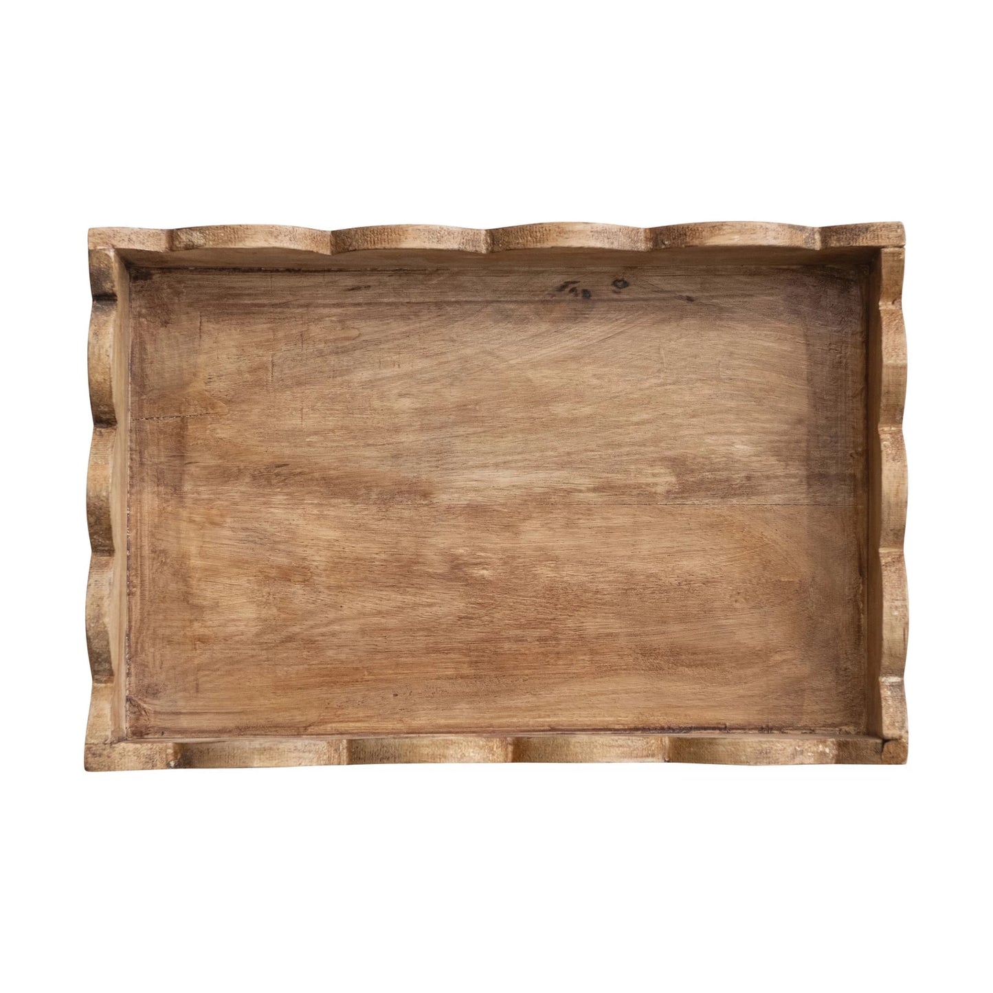 Mango Wood Scalloped Tray, Feathered Farmhouse