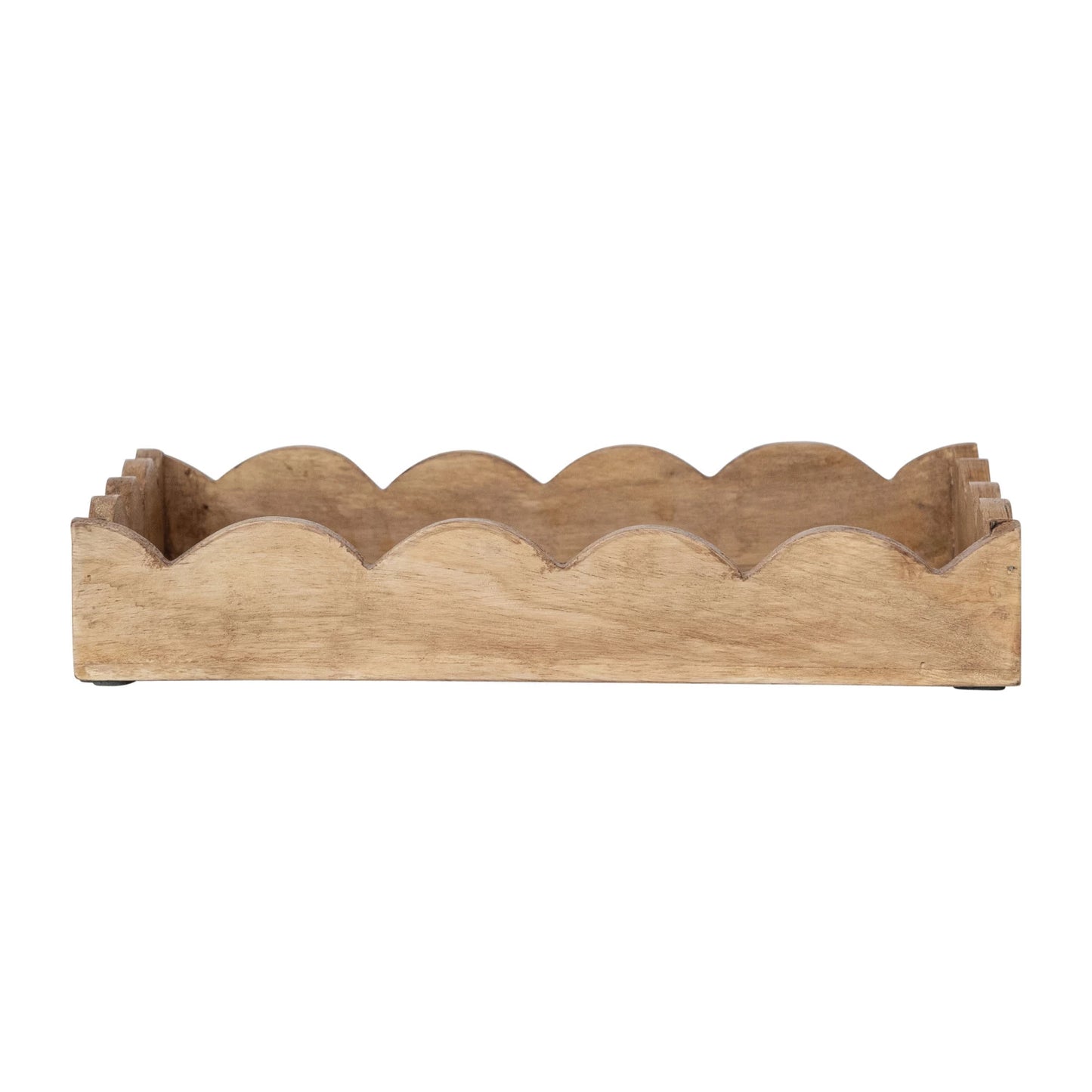 Mango Wood Scalloped Tray, Feathered Farmhouse