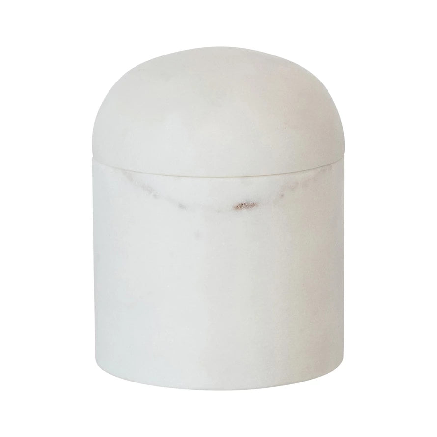 Marble Container with Lid, Feathered Farmhouse