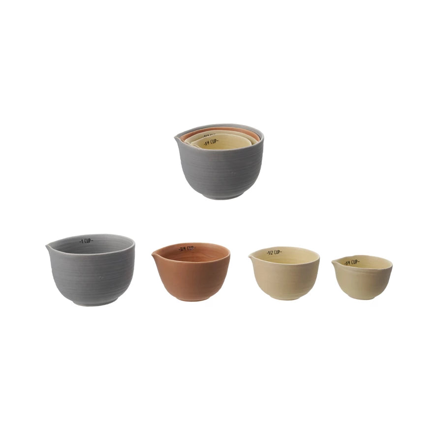 Matte Stoneware Measuring Cups, Feathered Farmhouse