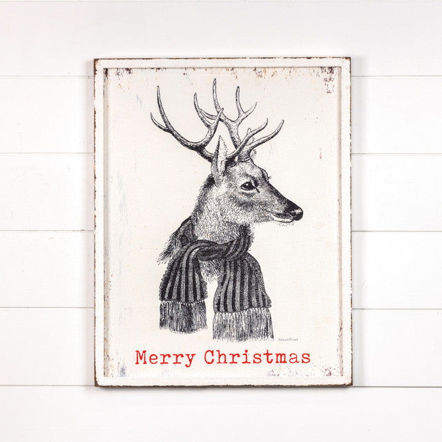 Merry Christmas Reindeer Sign, Feathered Farmhouse