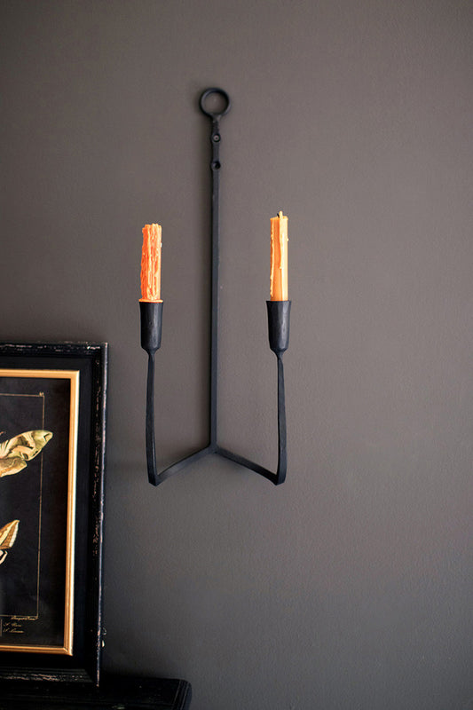 Forged Iron Double Taper Wall Sconce, The Feathered Farmhouse