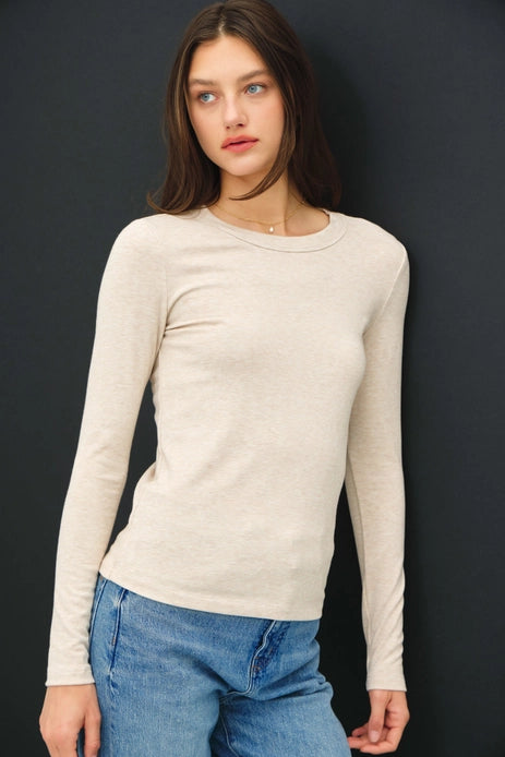 Round Neck Long Sleeve Knit Top