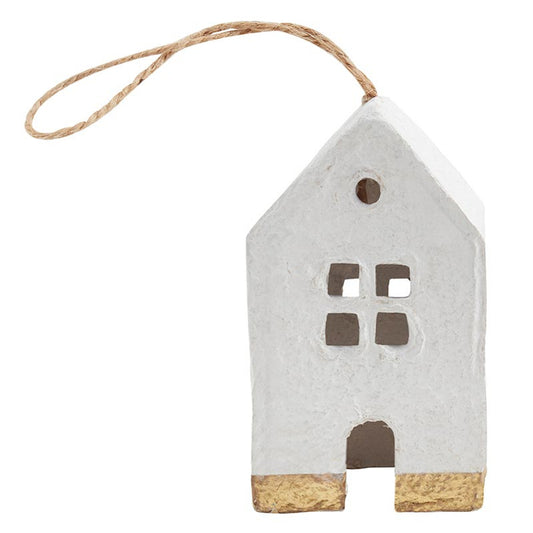 Paper-Mache House Ornaments, Feathered Farmhouse