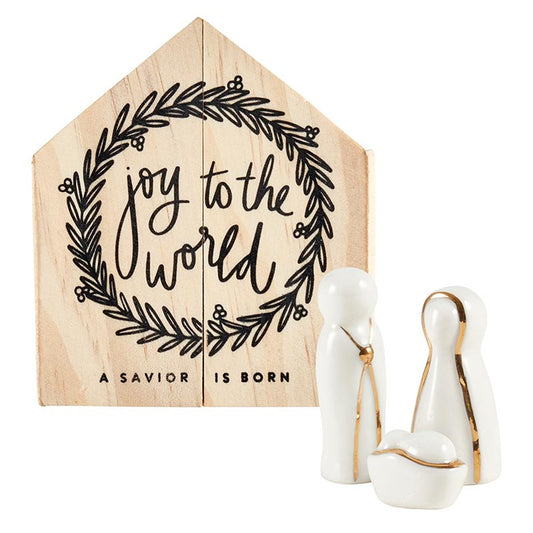 Holy Family Ceramic Figurines, Feathered Farmhouse