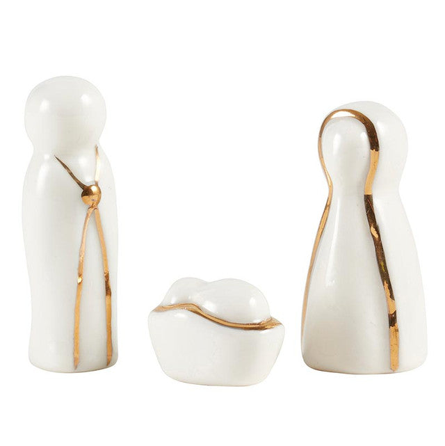 Holy Family Ceramic Figurines, Feathered Farmhouse