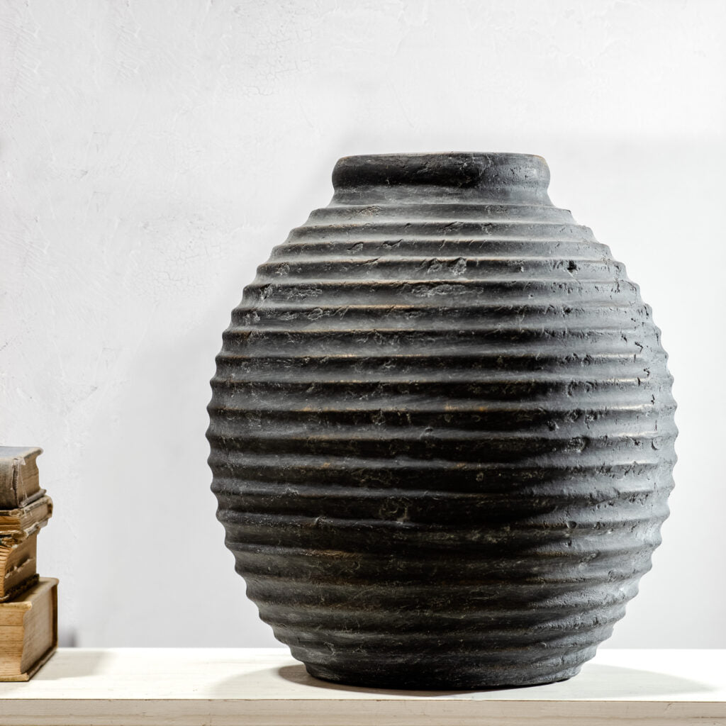 Black Terracotta Line Vase, The Feathered Farmhouse