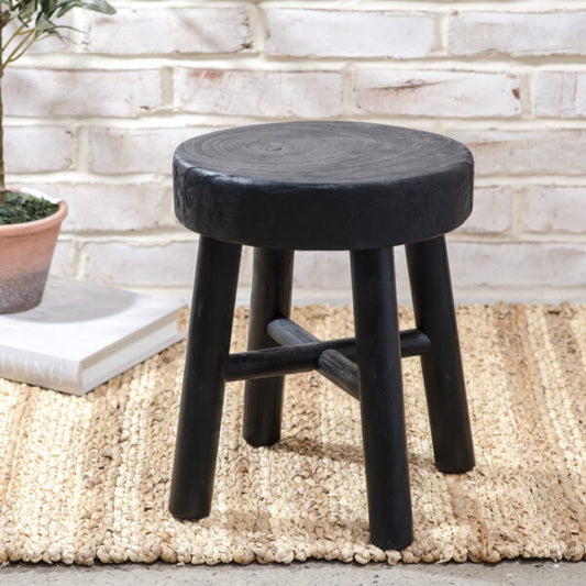 Black Wood Stool, The Feathered Farmhouse