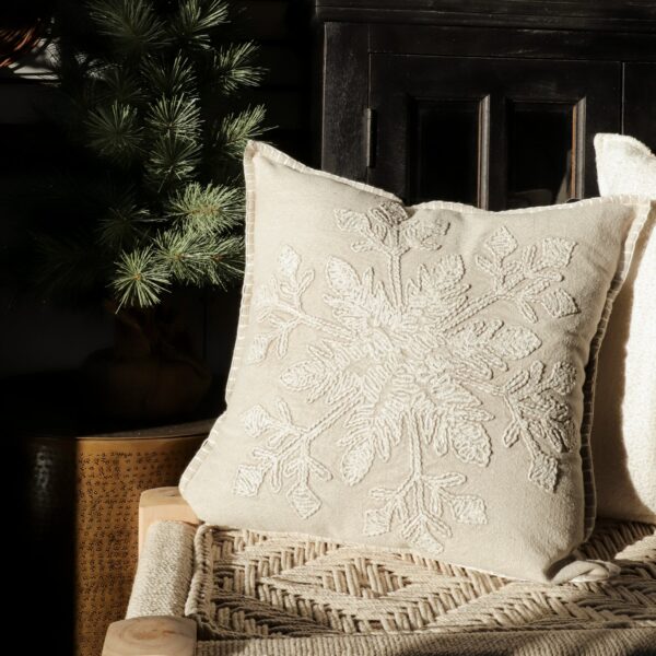 Beige Snowflake Pillow, The Feathered Farmhouse