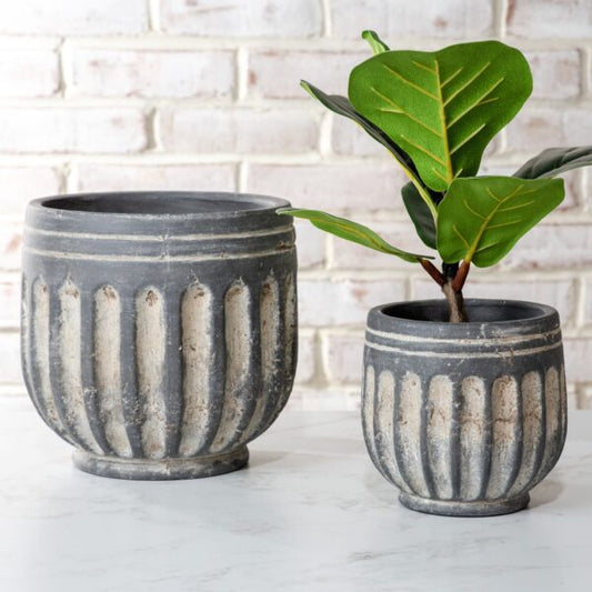 Charcoal Stripe Planters, The Feathered Farmhouse