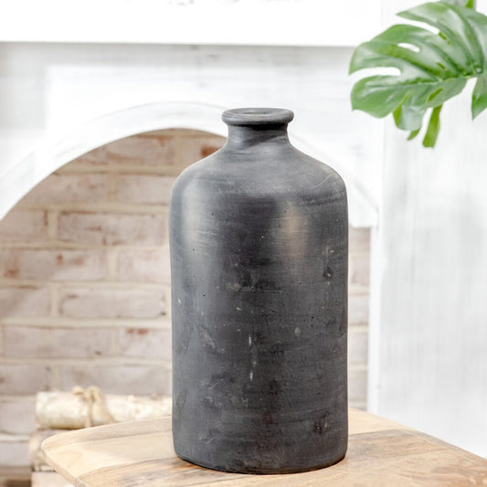 Black Terra Cotta Vase, The Feathered Farmhouse