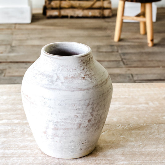 White Distressed Terra Cotta Vase