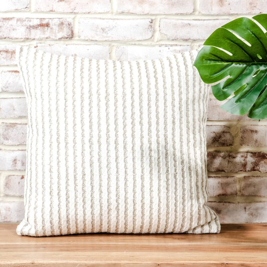 Beige Pinstripe Pillow, The Feathered Farmhouse