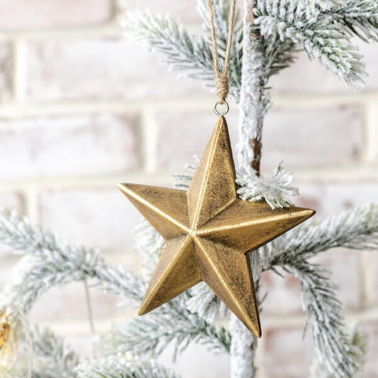 Wooden Gold Star Ornament, The Feathered Farmhouse
