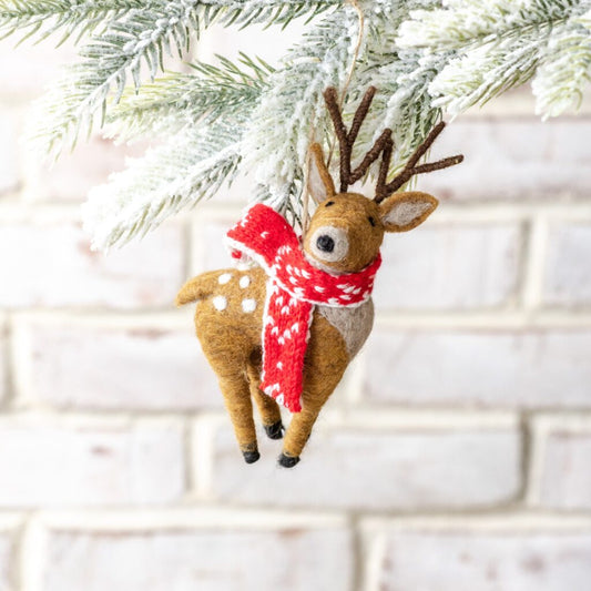 Fuzzy Deer Ornament, The Feathered Farmhouse