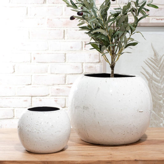 Distressed White Planters, The Feathered Farmhouse