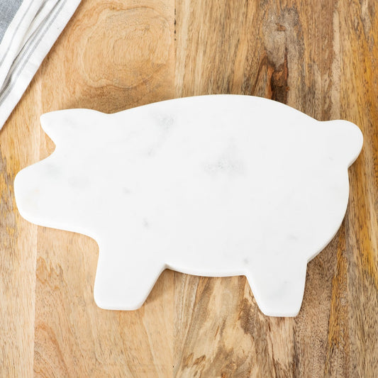 White Marble Pig Serving Board, The Feathered Farmhouse