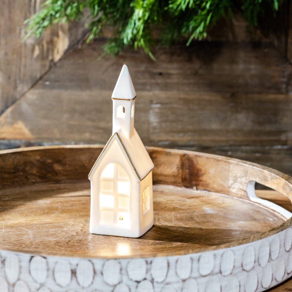 Ceramic Light Up Chapel, The Feathered Farmhouse