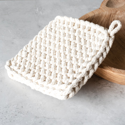 Ivory Knit Pot Holder, The Feathered Farmhouse
