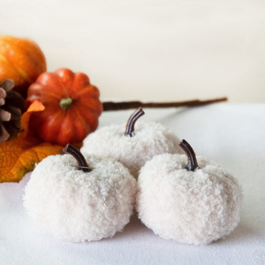 Teddy Cloth Mini Pumpkins, The Feathered Farmhouse