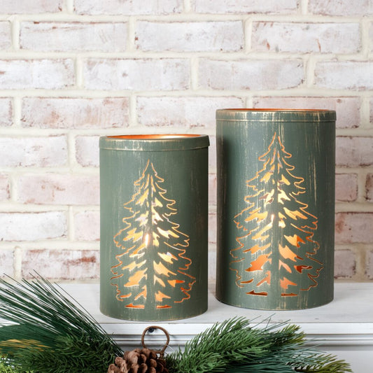 Green Tin Tree Lanterns, The Feathered Farmhouse