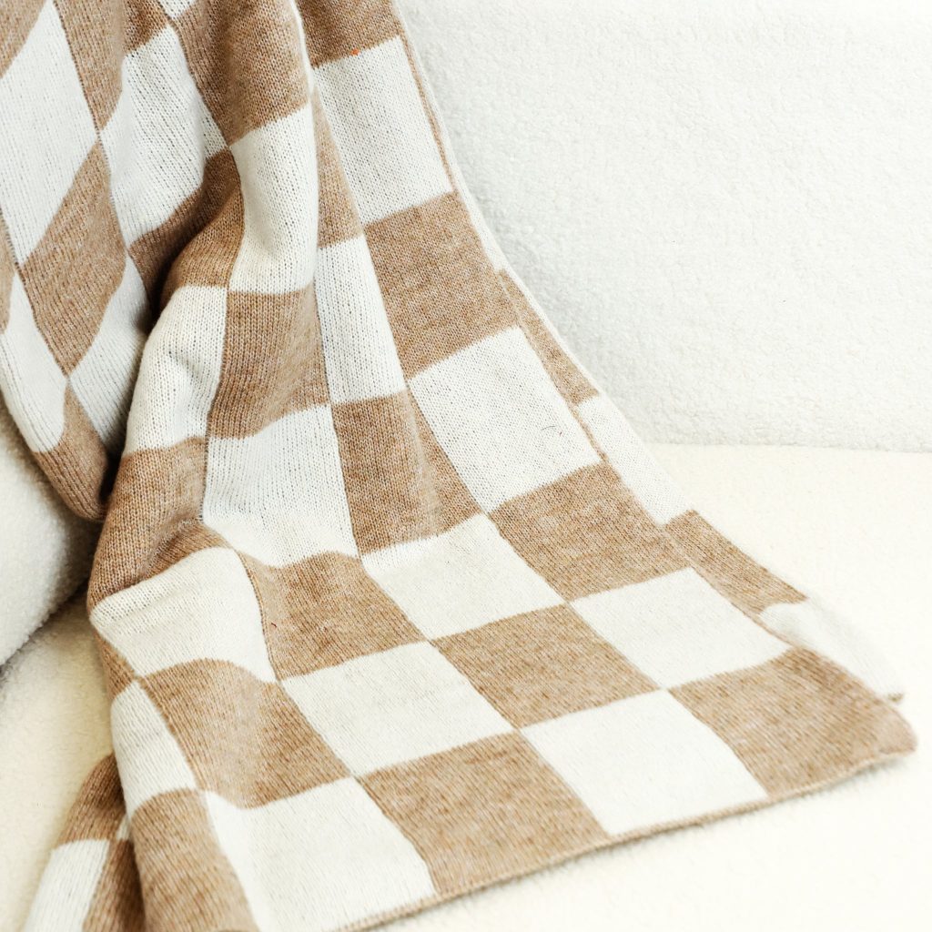 Beige Plaid Throw, The Feathered Farmhouse