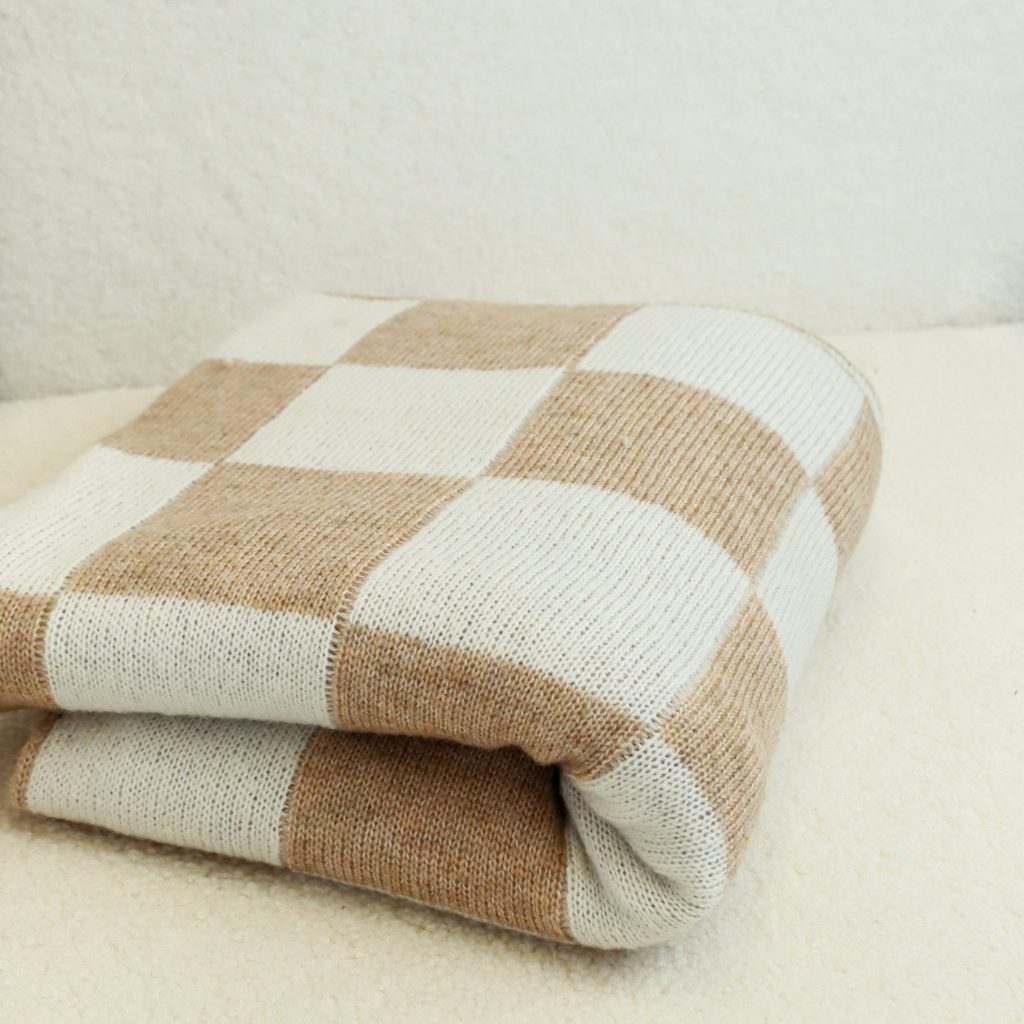 Beige Plaid Throw, The Feathered Farmhouse