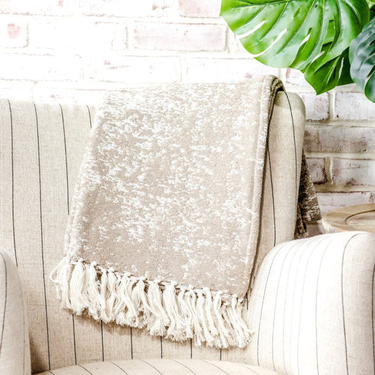 Taupe Pattern Throw, The Feathered Farmhouse
