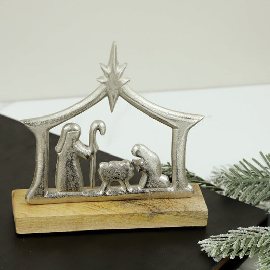 Wood + Aluminum Nativity Scene, The Feathered Farnhouse