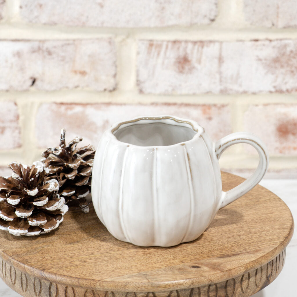 White Pumpkin Mug, The Feathered Farmhouse