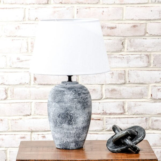 Rough Gray Ceramic Lamp, The Feathered Farmhouse