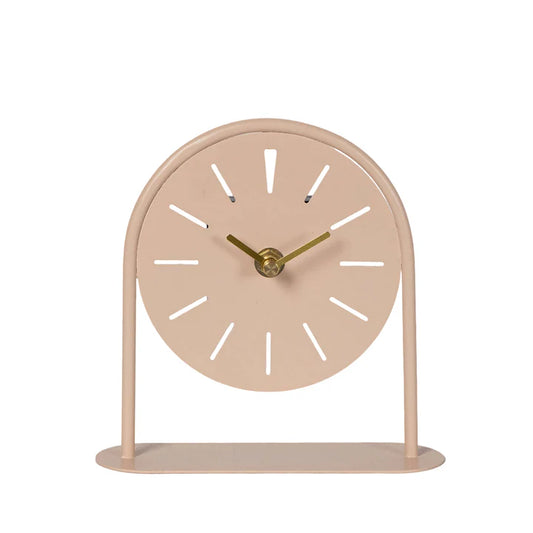 Pink Punched Table Clock, Feathered Farmhouse